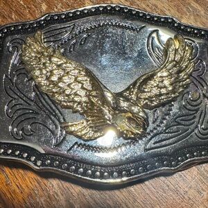 Vintage Western Soaring Gold Eagle Belt Buckle 3 1/2 x 2 1/2